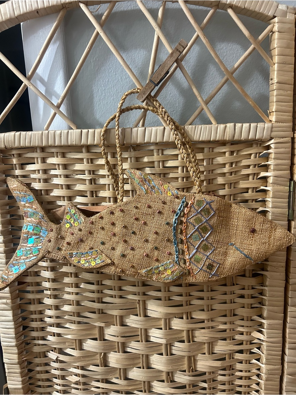 Cappelli Whimsical Woven Fish Purse/ or Wall Hanging